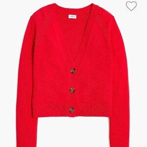 J. Crew Factory Cotton-blend V-neck red cardigan sweater • size medium • CC690